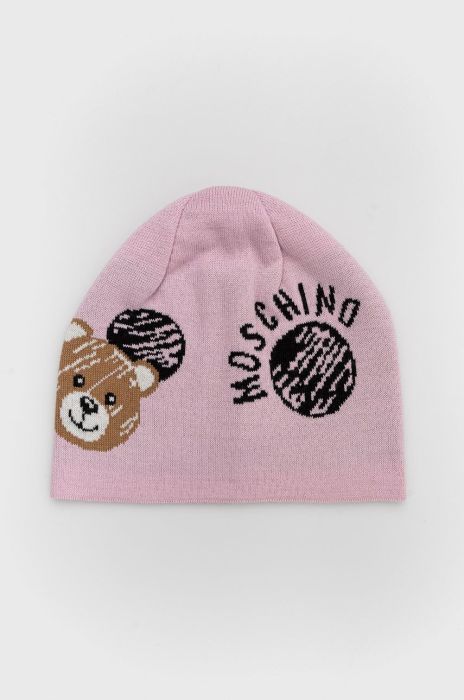 Шапка з домішкою вовни Moschino колір рожевий (2567469) Шапка з домішкою вовни Moschino колір рожевий (2567469)