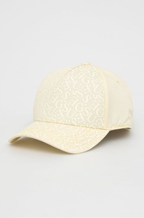 Дитяча бавовняна кепка Guess колір жовтий з принтом