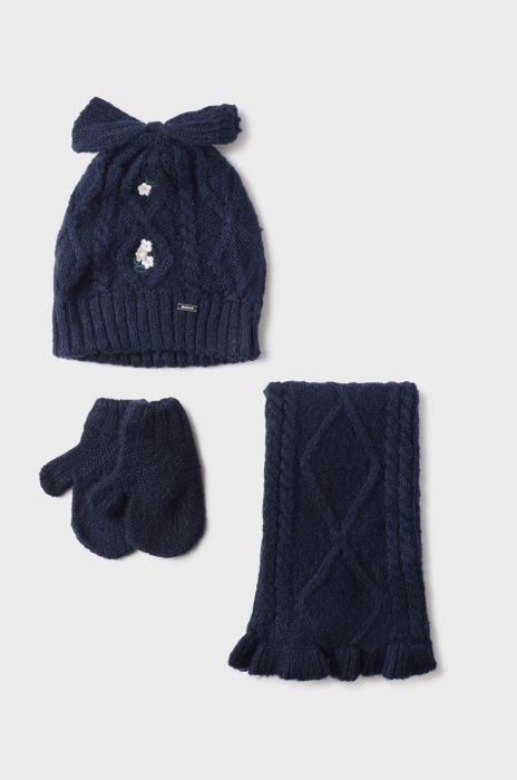 Дитячі шапка, шарф і рукавички Mayoral колір синій (2621077) Дитячі шапка, шарф і рукавички Mayoral колір синій (2621077)