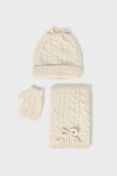 Дитячі шапка, шарф і рукавички Mayoral колір бежевий (2680841) Дитячі шапка, шарф і рукавички Mayoral колір бежевий (2680841)