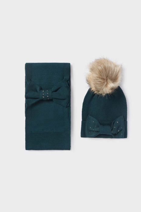 Дитяча шапка і шарф Mayoral колір зелений Дитяча шапка і шарф Mayoral колір зелений