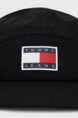 Бавовняна кепка Tommy Jeans колір чорний з аплікацією Бавовняна кепка Tommy Jeans колір чорний з аплікацією