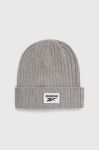 Бавовняна шапка Reebok колір сірий з тонкого трикотажу з бавовни Бавовняна шапка Reebok колір сірий з тонкого трикотажу з бавовни