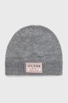 Шапка з домішкою вовни Guess колір сірий з тонкого трикотажу (2723337) Шапка з домішкою вовни Guess колір сірий з тонкого трикотажу (2723337)
