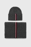 Шерстяна шапка і шарф Tommy Hilfiger колір сірий Шерстяна шапка і шарф Tommy Hilfiger колір сірий
