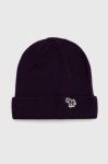 Вовняна шапка PS Paul Smith колір фіолетовий з тонкого трикотажу вовна Вовняна шапка PS Paul Smith колір фіолетовий з тонкого трикотажу вовна