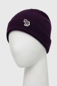 Вовняна шапка PS Paul Smith колір фіолетовий з тонкого трикотажу вовна Вовняна шапка PS Paul Smith колір фіолетовий з тонкого трикотажу вовна
