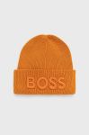 Шапка з домішкою вовни BOSS Boss Casual колір помаранчевий з товстого трикотажу Шапка з домішкою вовни BOSS Boss Casual колір помаранчевий з товстого трикотажу