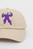 Бавовняна кепка HUF X Marvel Hulk колір бежевий з аплікацією Бавовняна кепка HUF X Marvel Hulk колір бежевий з аплікацією