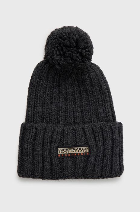 Шапка з домішкою вовни Napapijri колір сірий Шапка з домішкою вовни Napapijri колір сірий