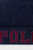 Шапка з домішкою вовни Polo Ralph Lauren колір синій з товстого трикотажу