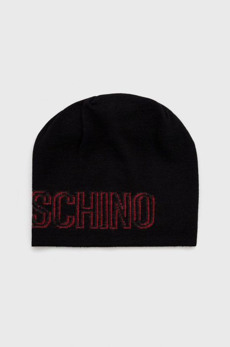 Вовняна шапка Moschino колір чорний з тонкого трикотажу вовна (2567513) Вовняна шапка Moschino колір чорний з тонкого трикотажу вовна (2567513)