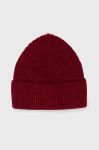Шапка з домішкою кашеміру United Colors of Benetton колір бордовий з тонкого трикотажу Шапка з домішкою кашеміру United Colors of Benetton колір бордовий з тонкого трикотажу
