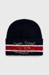 Вовняна шапка United Colors of Benetton колір синій з товстого трикотажу вовна Вовняна шапка United Colors of Benetton колір синій з товстого трикотажу вовна