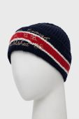 Вовняна шапка United Colors of Benetton колір синій з товстого трикотажу вовна Вовняна шапка United Colors of Benetton колір синій з товстого трикотажу вовна