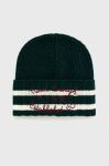Вовняна шапка United Colors of Benetton колір зелений з товстого трикотажу вовна Вовняна шапка United Colors of Benetton колір зелений з товстого трикотажу вовна