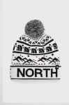 Шапка The North Face колір білий з товстого трикотажу Шапка The North Face колір білий з товстого трикотажу