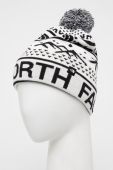 Шапка The North Face колір білий з товстого трикотажу Шапка The North Face колір білий з товстого трикотажу