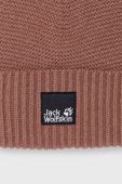 Вовняна шапка Jack Wolfskin колір коричневий вовна