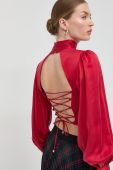 Шовкова блузка Elisabetta Franchi жіноча колір червоний однотонна