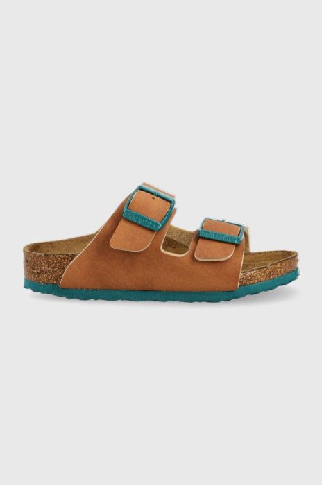 Дитячі шльопанці Birkenstock колір коричневий Narrow Width Дитячі шльопанці Birkenstock колір коричневий Narrow Width