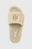 Тапочки Tommy Hilfiger Th Sherpa Fur Slide колір бежевий
