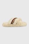 Тапочки Tommy Hilfiger Sherpa Fur Home Slippers Straps колір бежевий