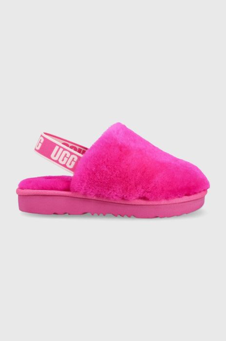Вовняні дитячі тапочки UGG Fluff Yeah Clog колір рожевий Вовняні дитячі тапочки UGG Fluff Yeah Clog колір рожевий