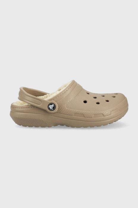 Тапочки Crocs Classic Lined Clog колір коричневий 203591 203591.2YB-MSHR.BONE Тапочки Crocs Classic Lined Clog колір коричневий 203591 203591.2YB-MSHR.BONE