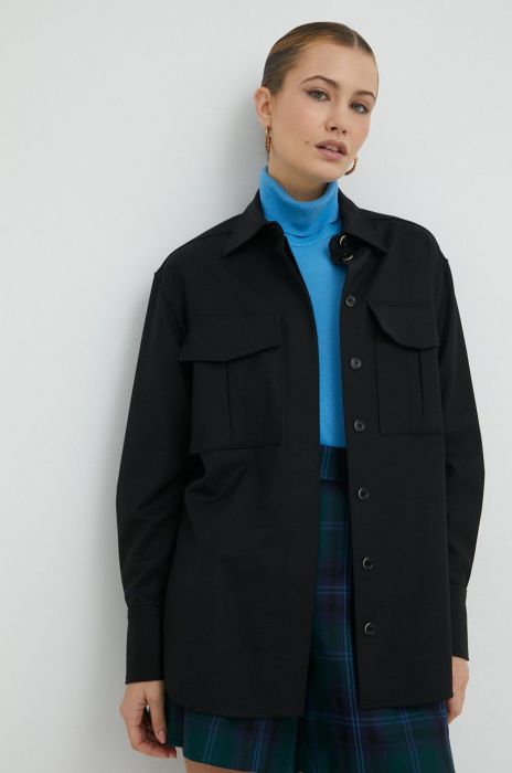 Вовняні шорти Luisa Spagnoli Orma жіночі колір синій візерунок висока посадка