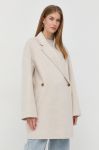 Вовняне пальто By Malene Birger колір бежевий перехідний двобортний (2649568)