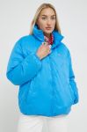 Двостороння куртка Tommy Jeans жіноча перехідна колір блакитний Двостороння куртка Tommy Jeans жіноча перехідна колір блакитний