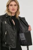 Шкіряна куртка Guess жіноча колір чорний перехідна Шкіряна куртка Guess жіноча колір чорний перехідна