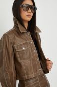 Шкіряна куртка Gestuz жіноча колір коричневий перехідна (2542927) Шкіряна куртка Gestuz жіноча колір коричневий перехідна (2542927)