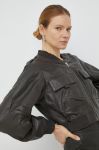 Шкіряна куртка Gestuz Tessagz жіноча колір зелений перехідна Шкіряна куртка Gestuz Tessagz жіноча колір зелений перехідна