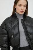 Куртка-бомбер Guess жіночий колір чорний зимова oversize Куртка-бомбер Guess жіночий колір чорний зимова oversize