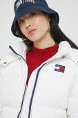 Пухова куртка Tommy Jeans жіноча колір білий Пухова куртка Tommy Jeans жіноча колір білий