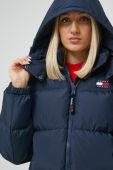Пухова куртка Tommy Jeans жіноча колір синій Пухова куртка Tommy Jeans жіноча колір синій