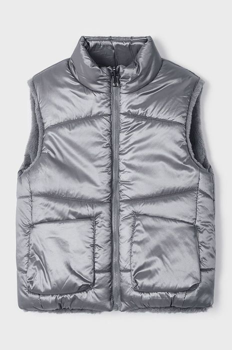 Дитяча двостороння безрукавка Mayoral колір сірий Дитяча двостороння безрукавка Mayoral колір сірий