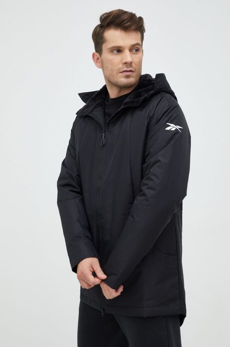 Куртка Reebok чоловіча колір чорний перехідна Куртка Reebok чоловіча колір чорний перехідна