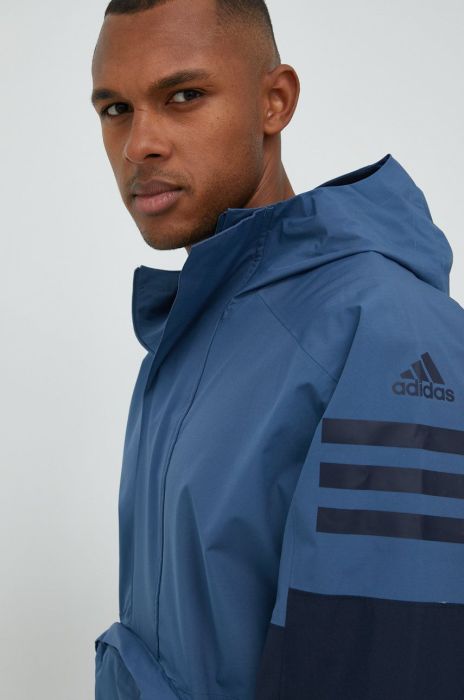 Дощовик adidas TERREX Utilitas чоловіча колір синій перехідна Дощовик adidas TERREX Utilitas чоловіча колір синій перехідна