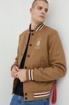 Вовняна куртка-бомбер After Label колір коричневий перехідна Вовняна куртка-бомбер After Label колір коричневий перехідна