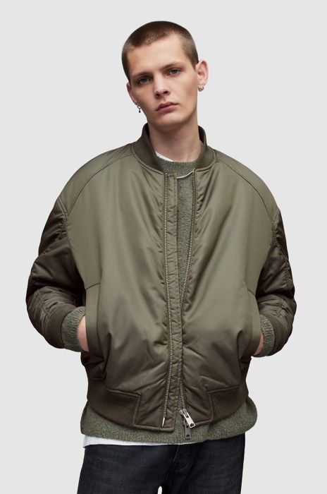 Куртка-бомбер AllSaints чоловічий колір зелений зимова Куртка-бомбер AllSaints чоловічий колір зелений зимова
