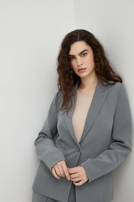 Піджак Bruuns Bazaar колір сірий однобортний однотонна Піджак Bruuns Bazaar колір сірий однобортний однотонна