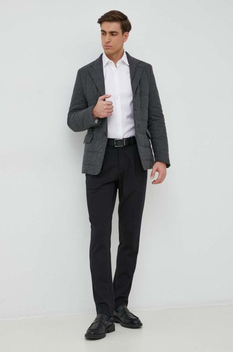 Куртка з домішкою вовни BOSS колір сірий зимова Куртка з домішкою вовни BOSS колір сірий зимова