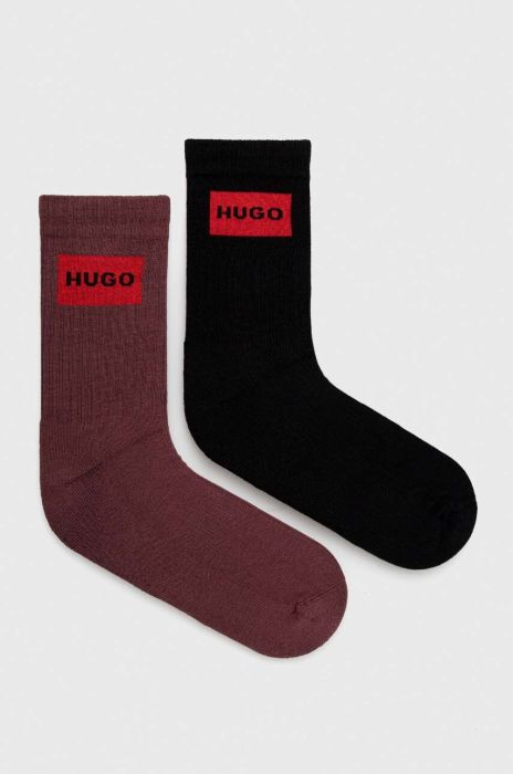 Шкарпетки HUGO (2-pack) чоловічі колір коричневий Шкарпетки HUGO (2-pack) чоловічі колір коричневий