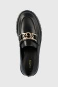 Шкіряні мокасини Guess Ilary жіночі колір чорний на платформі Шкіряні мокасини Guess Ilary жіночі колір чорний на платформі