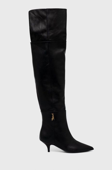 Шкіряні чоботи Patrizia Pepe жіночі колір чорний на шпильці Шкіряні чоботи Patrizia Pepe жіночі колір чорний на шпильці