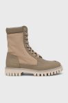 Черевики Tommy Hilfiger Th Casual Lace Up Boot жіночі колір бежевий на плоскому ходу