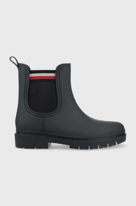 Гумові чоботи Tommy Hilfiger Rain Boot Ankle Elastic жіночі колір синій Гумові чоботи Tommy Hilfiger Rain Boot Ankle Elastic жіночі колір синій